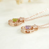 Gemstone Necklace 925 Silver Amethyst Peridot Pentagram Pendant