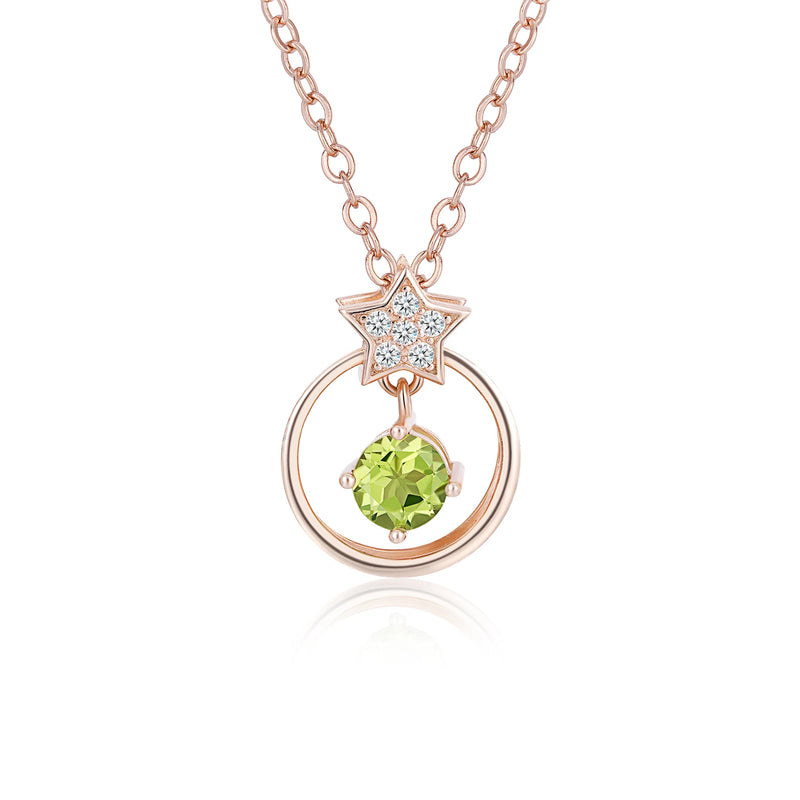 Gemstone Necklace 925 Silver Amethyst Peridot Pentagram Pendant