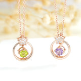 Gemstone Necklace 925 Silver Amethyst Peridot Pentagram Pendant