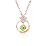 Gemstone Necklace 925 Silver Amethyst Peridot Pentagram Pendant