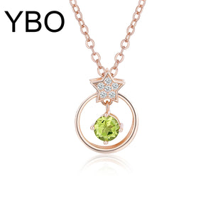 Gemstone Necklace 925 Silver Amethyst Peridot Pentagram Pendant