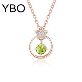 Gemstone Necklace 925 Silver Amethyst Peridot Pentagram Pendant