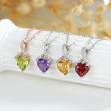 Heart Stone Pendant Sterling Silver Necklace
