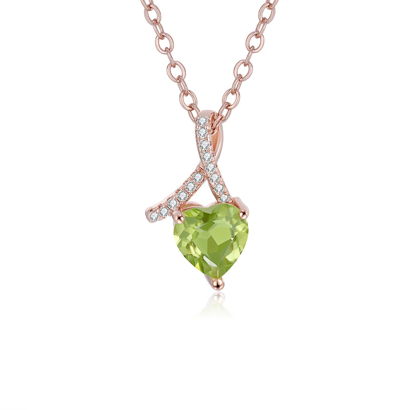 Heart Stone Pendant Sterling Silver Necklace