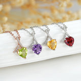 Heart Stone Pendant Sterling Silver Necklace