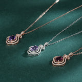 Rose Plated Amethyst Pyrope Zircon Pendant Necklace 925 Sterling Silver