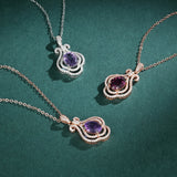 Rose Plated Amethyst Pyrope Zircon Pendant Necklace 925 Sterling Silver