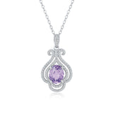 Rose Plated Amethyst Pyrope Zircon Pendant Necklace 925 Sterling Silver