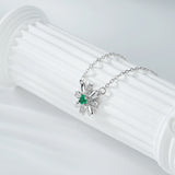 Emerald Chrysanthemum Pendant Necklace 925 Sterling Silver Jewelry