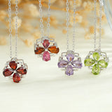 Purple Amethyst Peridot Garnet Tourmaline Necklaces Women Sterling Silver 925