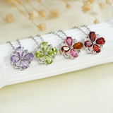 Purple Amethyst Peridot Garnet Tourmaline Necklaces Women Sterling Silver 925