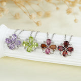 Purple Amethyst Peridot Garnet Tourmaline Necklaces Women Sterling Silver 925