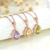 Water Drop Amethyst Peridot Citrine Pendant Necklace
