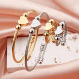 Stainless Steel Heart Charm Bangle Bracelet Ring Set Women Jewelry