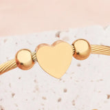 Stainless Steel Heart Charm Bangle Bracelet Ring Set Women Jewelry