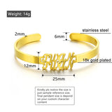 Stainless Steel Double Name Bracelet Personal Cuff Bangles - Rose