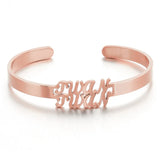 Stainless Steel Double Name Bracelet Personal Cuff Bangles - Rose