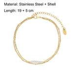 Double Layered Pearl Chain Anklet Stainless Steel Summer Beach Barefoot Chain