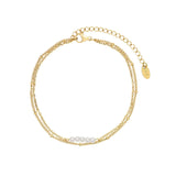 Double Layered Pearl Chain Anklet Stainless Steel Summer Beach Barefoot Chain