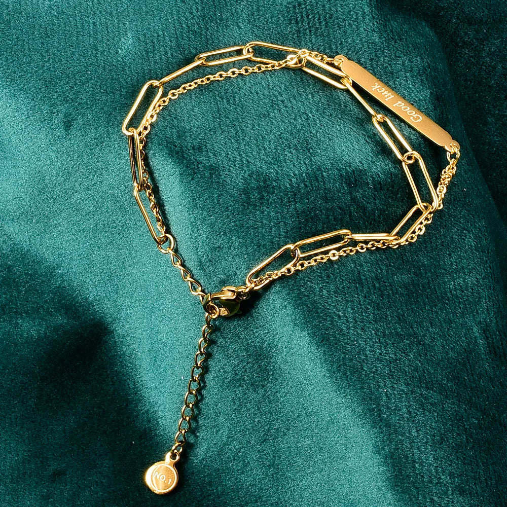 Good Luck Double Layered Bracelet for Women Vintage Titanium Bracelet