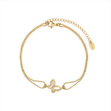 Shell Butterfly Double Layers Chain Anklet For Women