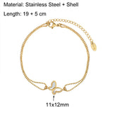 Shell Butterfly Double Layers Chain Anklet For Women