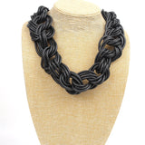 Braided Rubber Necklace Boho Glamour Mom Gift Leather Necklace