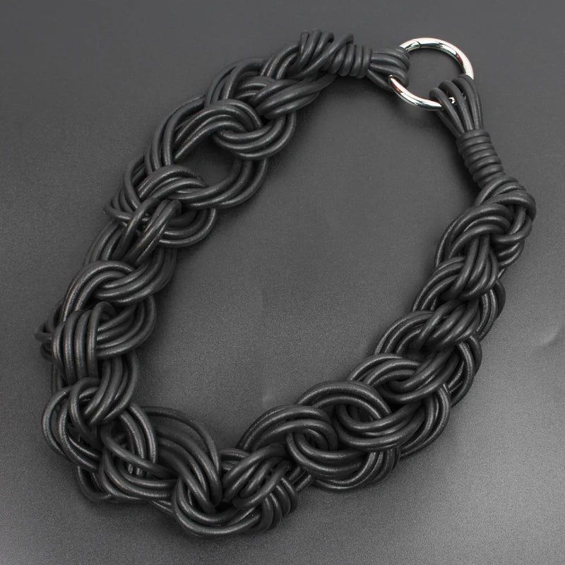 Braided Rubber Necklace Boho Glamour Mom Gift Leather Necklace