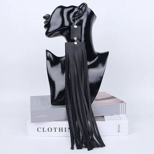 Vintage Gothic Leather Tassel Earrings Statement Jewelry