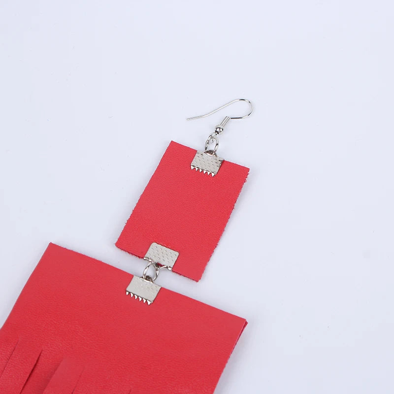 Vintage Gothic Leather Tassel Earrings Statement Jewelry