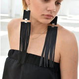 Vintage Gothic Leather Tassel Earrings Statement Jewelry