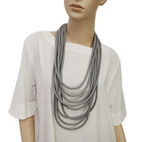 Silicone Rope Long Necklace for Women Multi-layer Leather Material