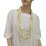 Silicone Rope Long Necklace for Women Multi-layer Leather Material
