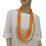 Silicone Rope Long Necklace for Women Multi-layer Leather Material