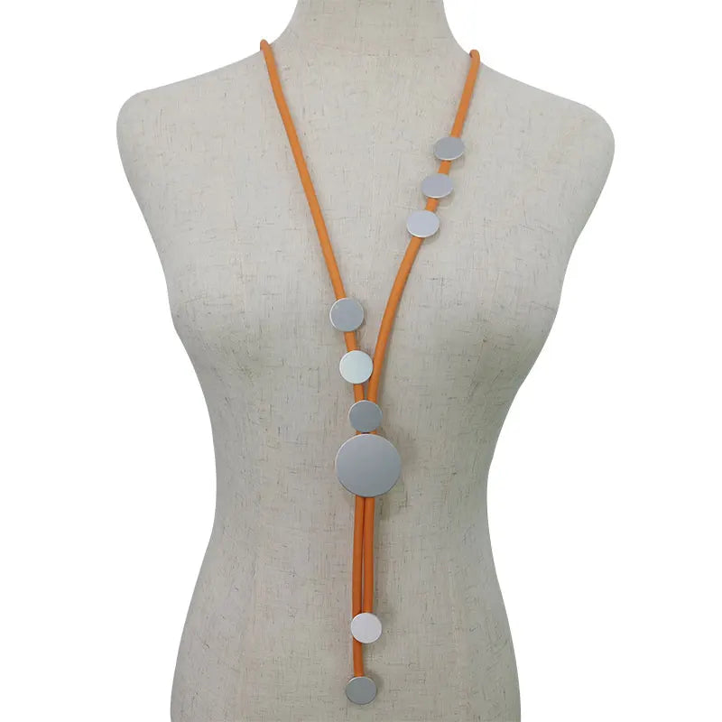 Aluminum Gothic Pendant Long Party Necklace Rubber Jewelry