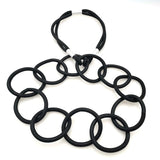 Big Circle Pendant Rubber Choker Necklace for Women