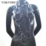 Big Circle Pendant Rubber Choker Necklace for Women