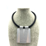 Square Aluminum Sheet Rubber Choker Necklace