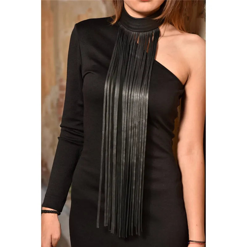 Tassel Long Necklace Leather Necklaces 6 Colors High Street Jewelry