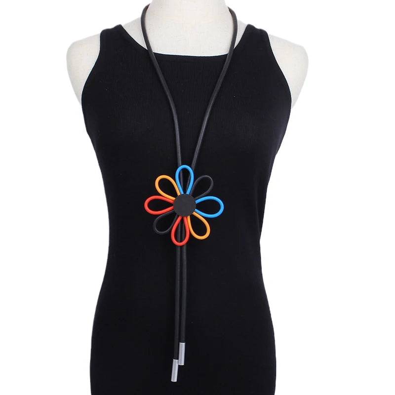 Bohemia Rainbow Flower Pendant Necklace for Women