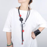 Adjustable Red Wood Gothic Rubber Necklace Folk Costume Sweater