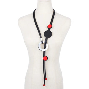 Adjustable Red Wood Gothic Rubber Necklace Folk Costume Sweater