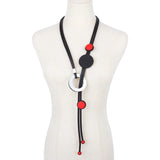 Adjustable Red Wood Gothic Rubber Necklace Folk Costume Sweater
