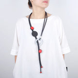Adjustable Red Wood Gothic Rubber Necklace Folk Costume Sweater