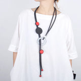 Adjustable Red Wood Gothic Rubber Necklace Folk Costume Sweater