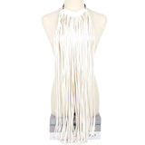 Leather Tassel Necklace Women's Long Chain Dress Accessories
