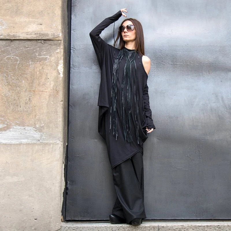 Leather Tassel Necklace Women's Long Chain Dress Accessories