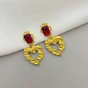 Medieval Glazed Shoulder Earrings 925 Silver Court Love Pendant