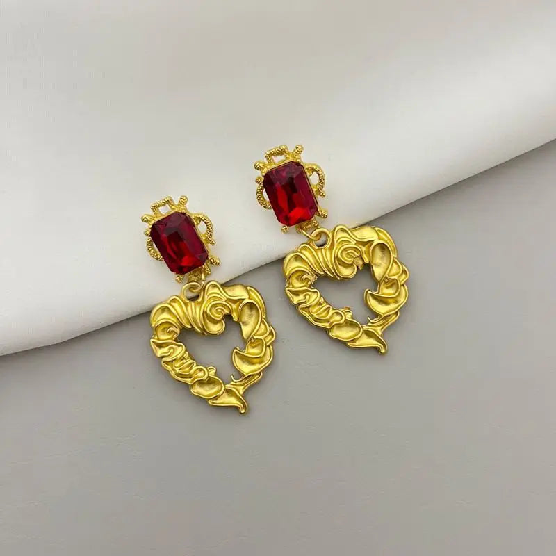 Medieval Glazed Shoulder Earrings 925 Silver Court Love Pendant