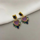 Medieval Glazed Shoulder Earrings 925 Silver Court Love Pendant